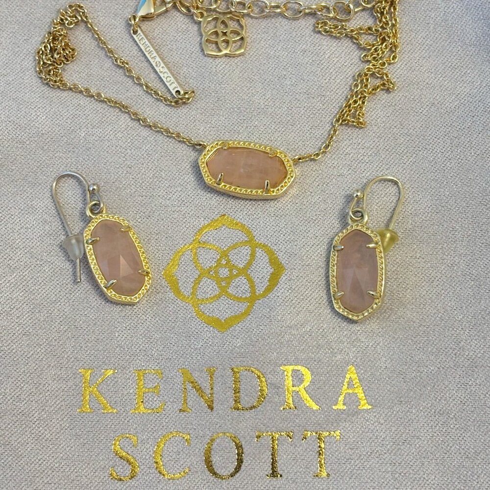Kendra Scott SET!- Rose Quartz Necklace AND Earrings (a $120 value)
